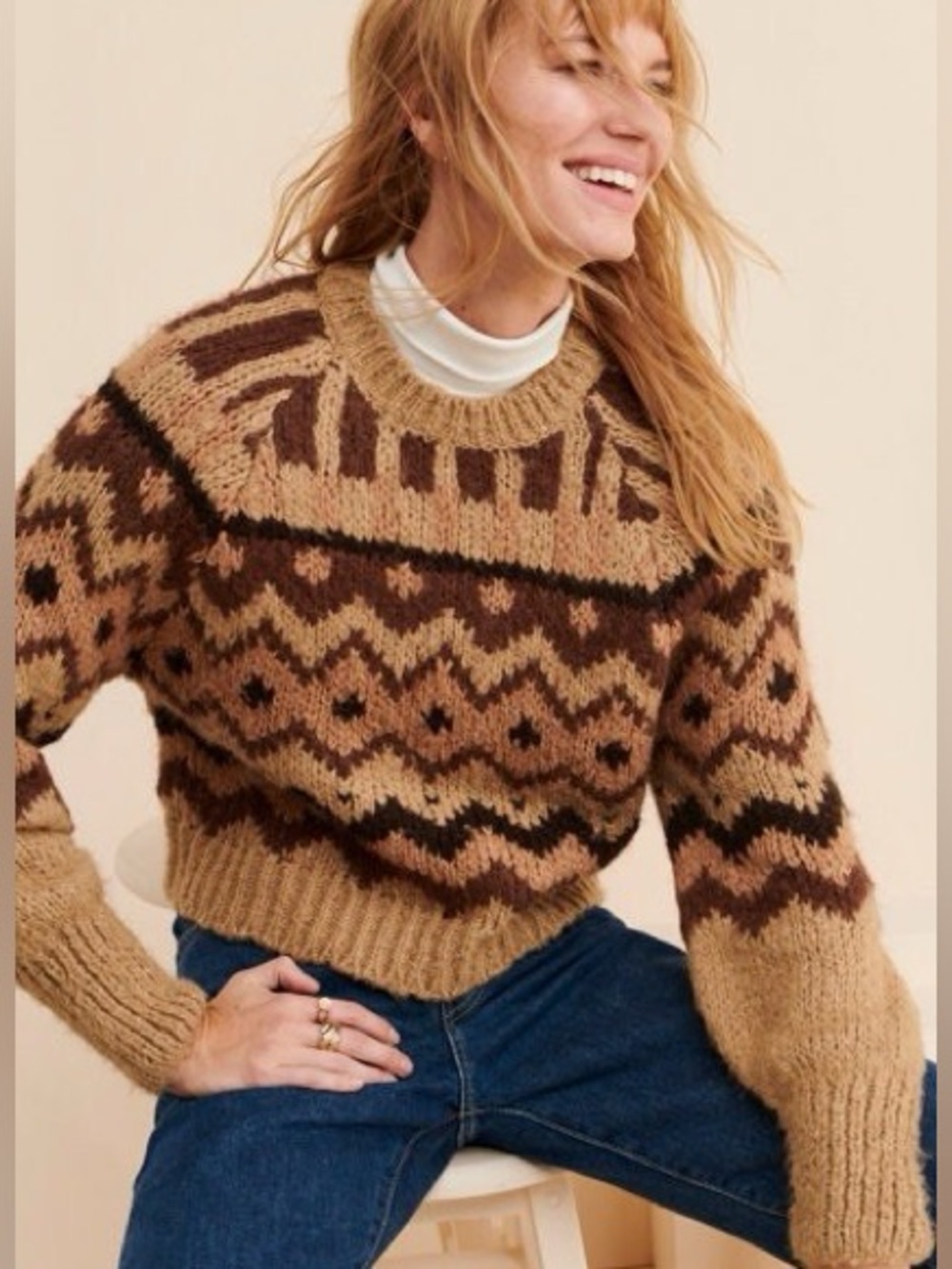 Anthropologie Fair Isle Chunky Knit Sweater Women's size S